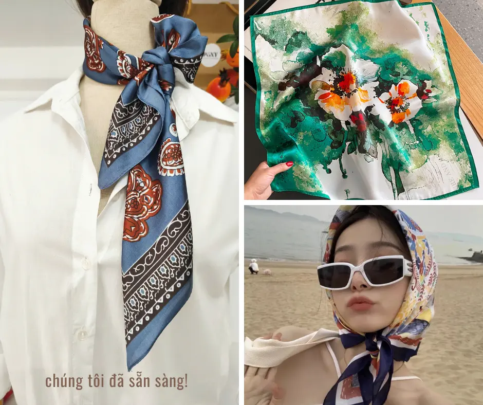 [ GIAO NGẪU NHIÊN ]  Combo 3 khăn  Choàng Cổ Đa Năng Bằng Lụa Cao Cấp Thời Trang Hàn Quốc Mới Dành Cho Bạn Nữ Women Quàng Cổ Dạo Phố, Đi Làm