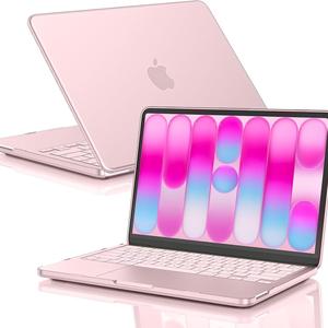Funda Neo para MacBook de 13 pulgadas, modelo 2026 A3404, anti huellas, resistente a arañazos y grietas, cubierta rígida robusta, color rosa claro transparente