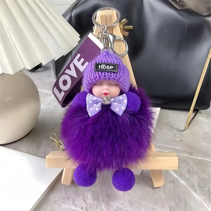 Móc Chìa Khóa Búp Bê Nhồi Bông Mặt Dây Chuyền Bông Pom Pom, Móc Chìa Khóa Em Bé Ngủ, Thiết Kế Sáng Tạo Và Dễ Thương, Thích Hợp Làm Đồ Trang Trí Mặt Dây Chuyền Ba Lô, Quà Tặng Phổ Biến 5
