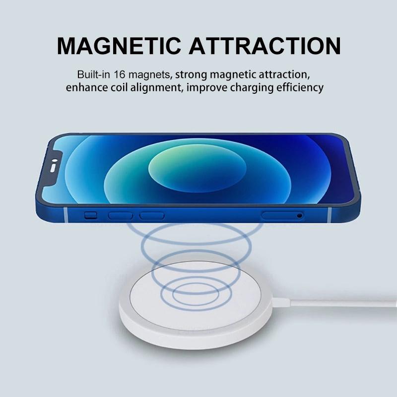 Product Introduction of Compatible for 15W Qi Magnetic Wireless Charger Fast Charging Phone Charger Adapter Compatible For Phone 15Pro Max 14/13/12/11/XR Aluminium Accessories Mobile 6