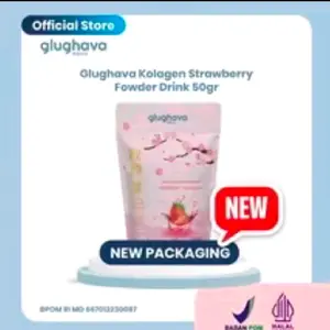 Glughava Kolagen Strawberry Powder Drink 50gr BPOM Halal New Packaging