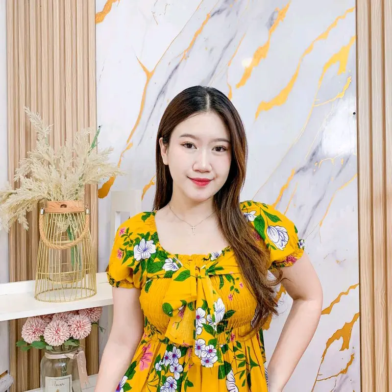 Lyona Dress Kerut Tali Pita Smoke Depan Belakang Bahan Adem Lembut Menyerap Keringat - Daster Kekinian Casual - Midi, Motif, Cantik, Kerah, Pendek, Santai, Panjang, Tangan 2