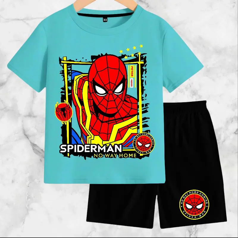 Setelan Baju Anak-Anak Spiderman Kaos Catton Soft 24s DTF/Digital Berat Badan XS-XXXL Fashion Kids - Motif, Celana 3