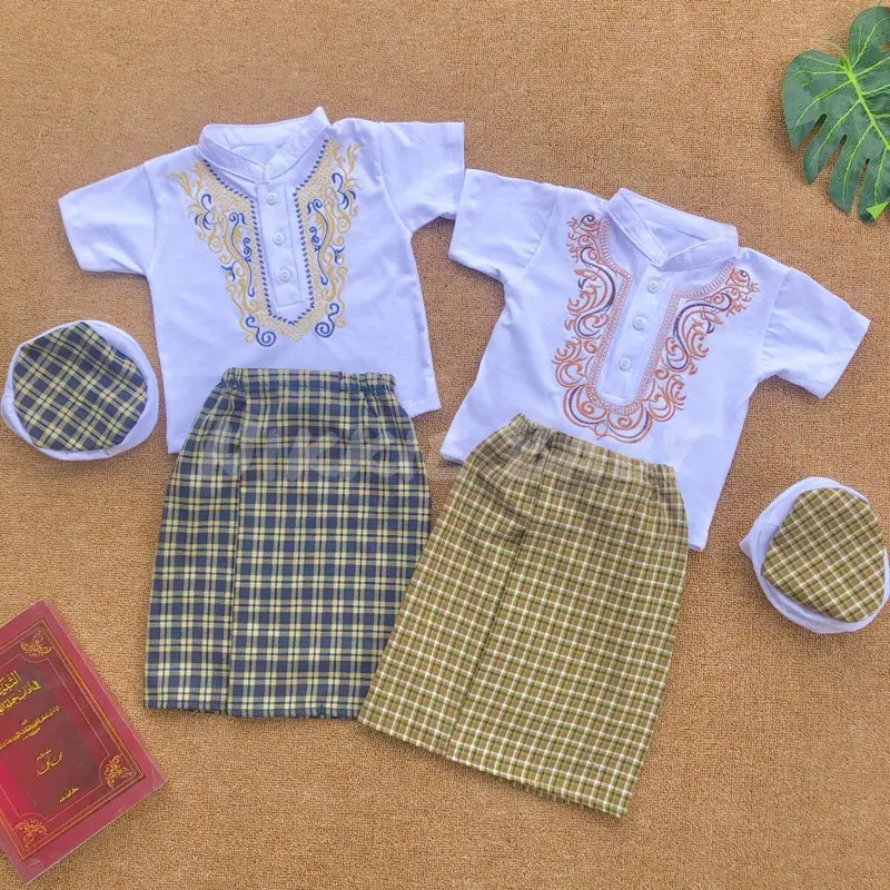 Sarkoci Sarung Koko Peci Bayi Baru Lahir Baju Muslim Combed Katun Bordir Lebaran Anak Turki Cowok