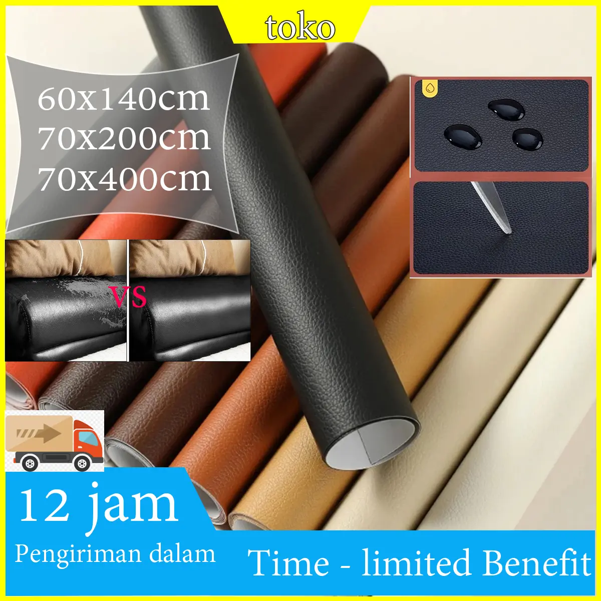 Pengiriman 12 Jam! Patch Perbaikan Kulit & Anti Gores untuk Retak Sofa
