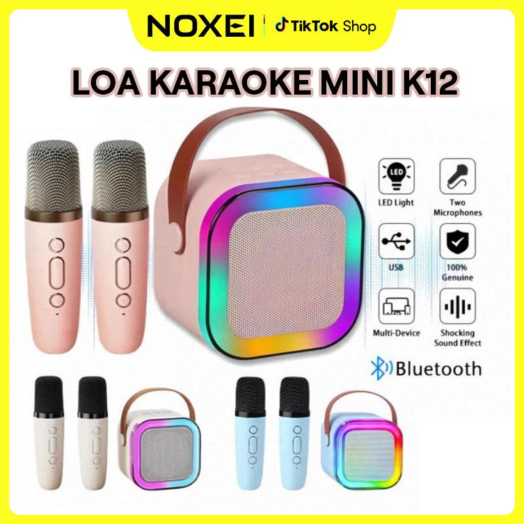 Loa Karaoke Bluetooth ngoài trời, Kích thước nhỏ, K12,  với Micro Karaoke Bluetooth, Thích hợp cho gia đình, KTV, Máy Karaoke, Đèn RGB, Loa Bluetooth Cầm Tay Mini, Âm thanh, Ưu đãi RAYA với cùng một mức giá loa  hát  karaoke  mini  2  mic  loại  tốt