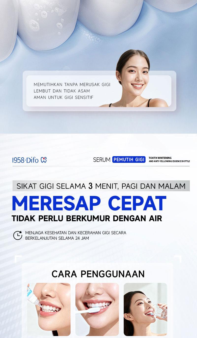 【PAKET HEMAT】1958 Difo Enamel Regeneration Whitening Essence Memperbaiki gigi & mencegah gigi berlubang/ Menghilangkan noda/Mengandung fluoride/Mengurangi sensitivitas gigi/Menjaga kesehatan gusi/ Menyegarkan napas 【PAKET HEMAT】1958 Difo Enamel Regeneration Whitening Essence Memperbaiki gigi & mencegah gigi berlubang/ Menghilangkan noda/Mengandung fluoride/Mengurangi sensitivitas gigi/Menjaga kesehatan gusi/ Menyegarkan napas