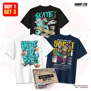 [GABUT] - Paket Bundling 3pcs Baju Kaos Distro Unisex Motif Jurassic Skate, HTS Putih, Skate For Life Navy Bahan Cotton Combed 24s Kaos Oblong Pria Wanita Produk Original Gabutltd