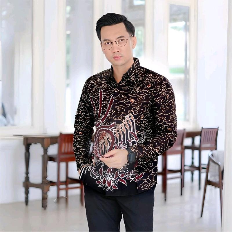 KEMEJA BATIK PRIA FORMAL LENGAN PANJANG MOTIF AYAM UKURAN M L XL XXL 4