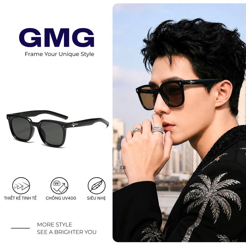 【TẶNG KÈM VÍ DA】GMG G26 Kính Mắt Thời Thượng Unisex Chống Tia UV400 Cao Cấp Phong Cách Đường Phố Nam Nữ Khung Pc & Metal 144mm 53mm 49mm 20mm 150mm 32.3g Siêu Nhẹ Không Gây Cấn