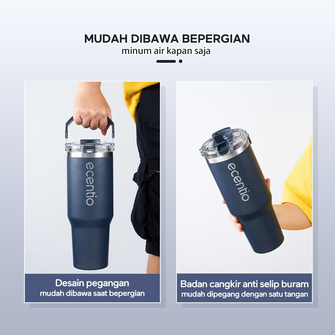 ecentio botol minum stainless steel 1200ML Termos tahan panas dingin 24 jam Kapasitas besar Outdoor protable tumblr aesthetic air botol