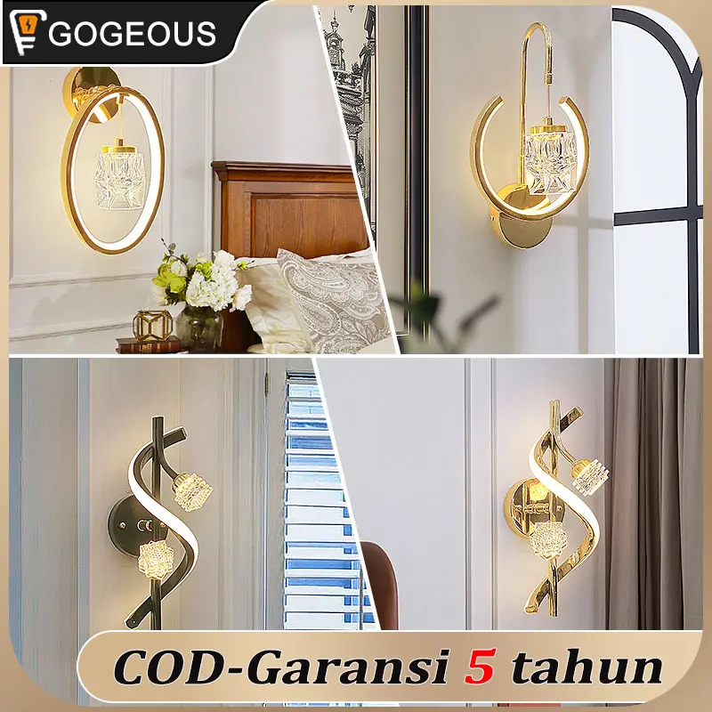 COD Lampu Dinding Kristal Gaya  Minimalis Modern Hias Tempel Aesthetic Teras Taman Ruang tamu Kamar tidur/ Lampu Hias Dinding Outdoor lampu tidur kristal