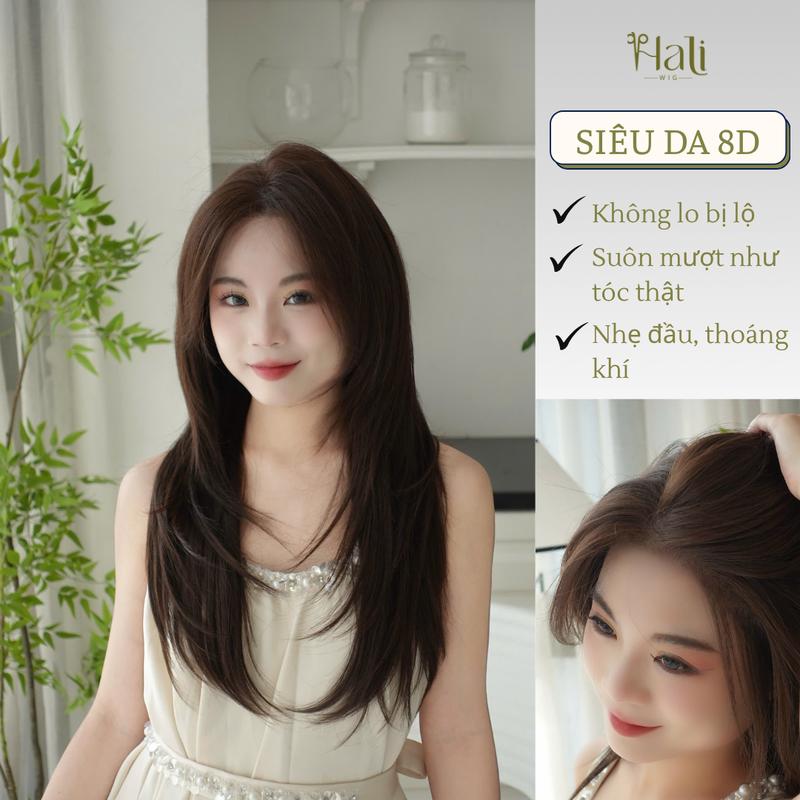  Tóc giả siêu da 8D layer mái bay nguyên đầu HALI chất tóc protein phủ nano hạn chế rối cho cảm giác suôn mượt như tóc thật 