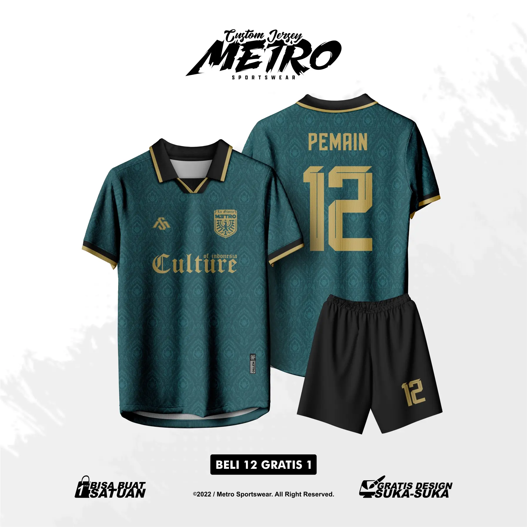 Jersey Futsal Bola Custom Design Retro Full Printing