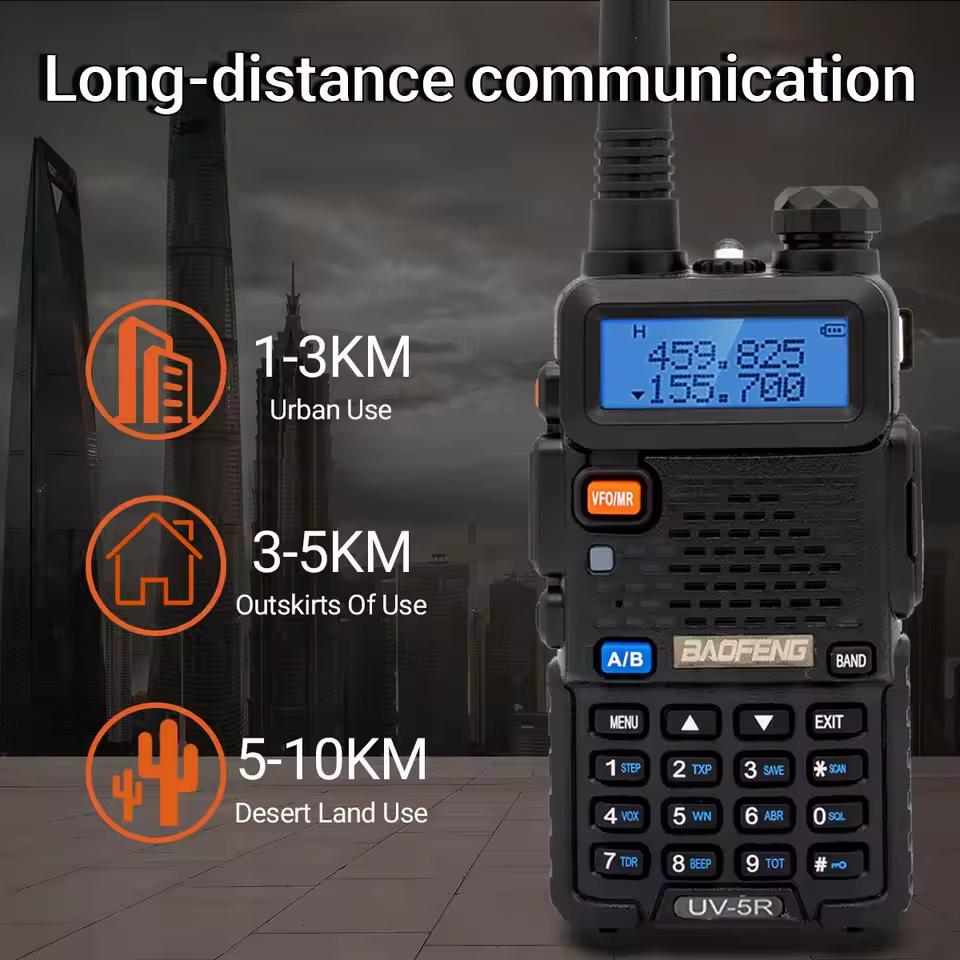 HT Baofeng UV5R Walkie Talkie Dual Band 5W 128CH UHF VHF handy talkie luar ruangan walky talky antena adaptor led BF-UV5R