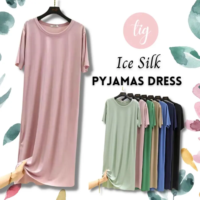 [SG INSTOCK] Ice Silk Comfy Soft Pyjamas/Maternity Dress Size L-2XL
