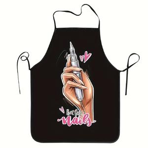 Delantal con Patrón de Uñas, 1 unidad, Delantal de Cocina Transpirable, Delantal de Cocina Sin Mangas para el Hogar, Comedor, Jardín y Cafetería