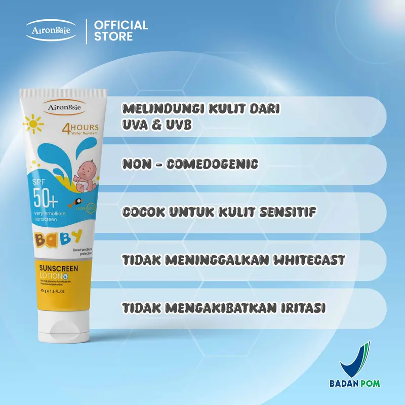 Airongsie Sunscreen Baby Kids Bundling 7 pcs  Airongsie SPF50+ 4 Hours Water Resistant UVA UVB 3