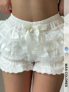 Este Peto de Encaje con Volantes Corto es Esencial para Atuendos Lolita | Braguitas con Capas y Moño