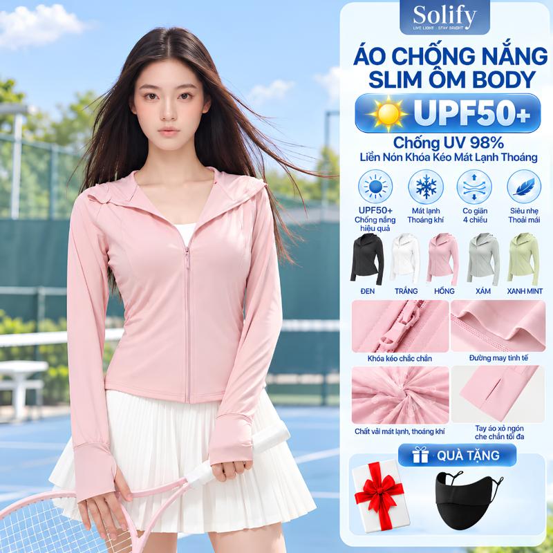 Áo Chống Nắng Nữ Slim Ôm Body Solify Chống Tia UV UPF50+ Có Nón Vải Mát Lạnh Thoáng Khí