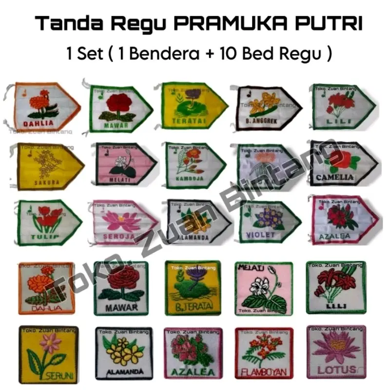 BENDERA REGU PUTRI PRAMUKA+TANDA REGU PRAMUKA PUTRI LENGKAP