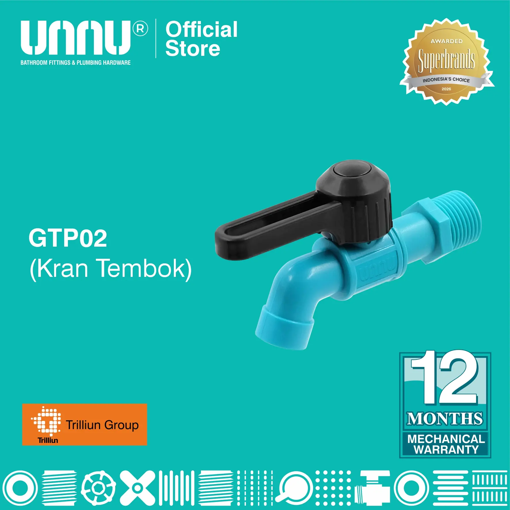 UNNU Kran Tembok - GTP02 1/2" & 3/4"