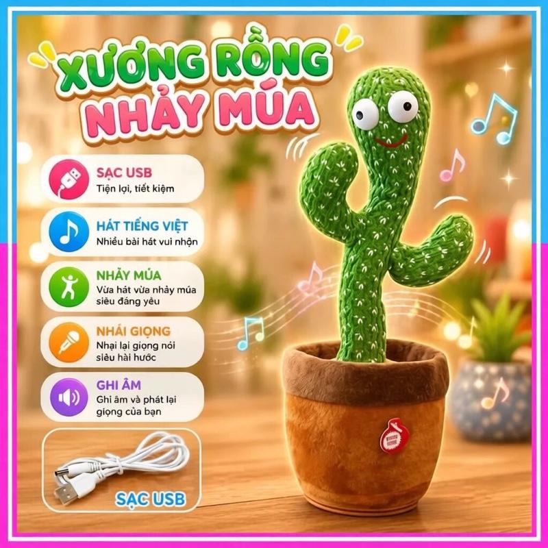 Cây xương rồng NHẠI GIỌNG nhảy múa biết nói nhại giọng vui nhộn 120 bài có sạc…