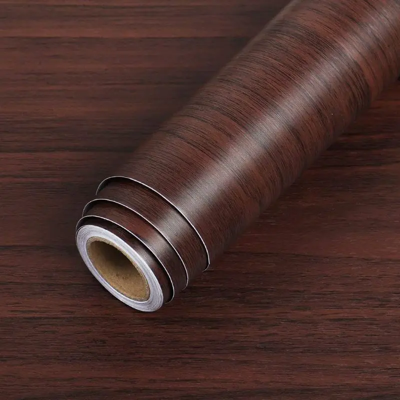 Wallpaper Dinding Motif Kayu Serat Coklat Tua 7x45Cm