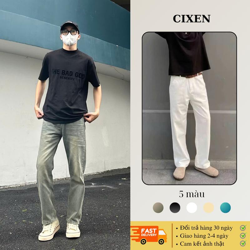 Quần jean nam ống suông CIXEN wash Màu Bụi rêu Cạp cao hack dáng streetwear size S-XXl Chất Liệu Jeans Denim quần bò suông nam quần baggy jean che khuyết điểm phù hợp 95% cân mọi loại dáng QD2
