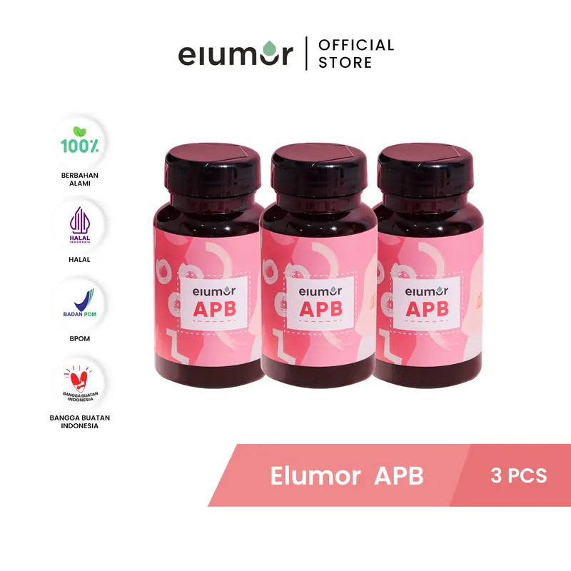 Paket 3 ELUMOR APB Isi 60pcs per 1 Botol - Mengandung Buah Garcinia Akar Bangle Minuman Bebas gula 5