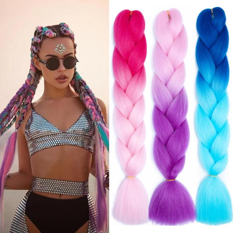Colored Braiding Hair 24.5 Inch Colorful Braiding Hair for Braids Synthetic Colored Hair Extensions 1