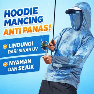 Baju Pria Anti UV Ice Silk Premium dengan Perlindungan Wajah - Solusi Nyaman untuk Memancing & Kegiatan Outdoor UPF50+