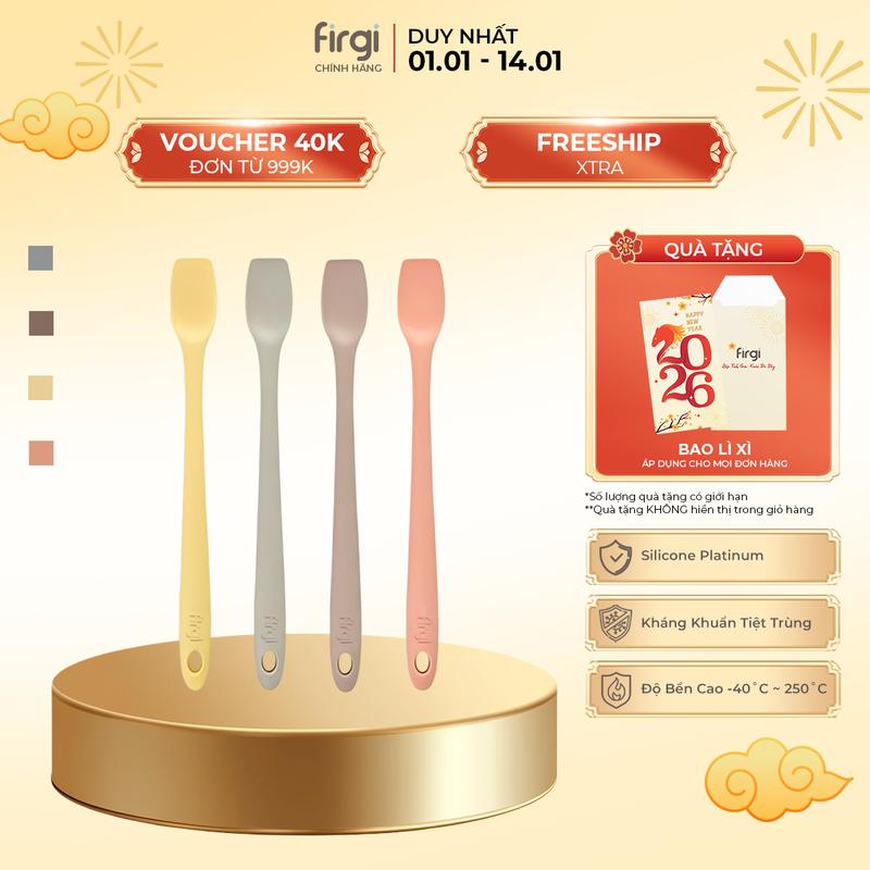  Dụng Cụ Nấu Ăn Dặm Cho Bé  Thìa  Phới Dẹt Topping Spatula Platinum Silicone Firgi Hàn Quốc 