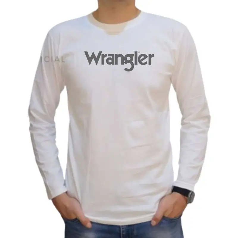 Baju Distro Wrangler Lengan panjang Bahan Katun Combed 24S Kaos Pria Nyaman Lembut Keren Oblong Santai 5