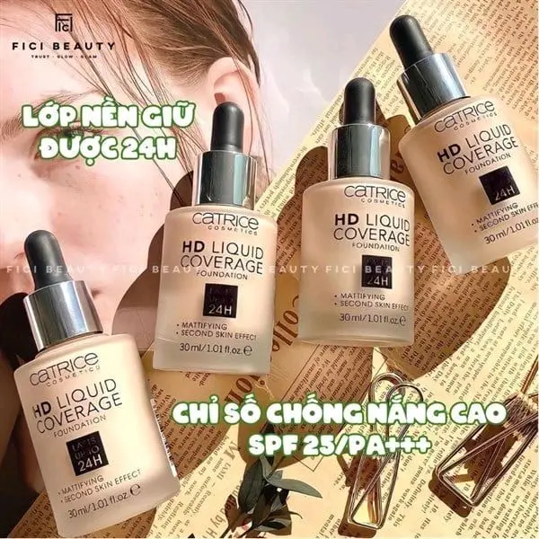 Kem Nền Mỏng Nhẹ, Tự Nhiên Che Phủ 24H Catrice HD Liquid Coverage Foundation