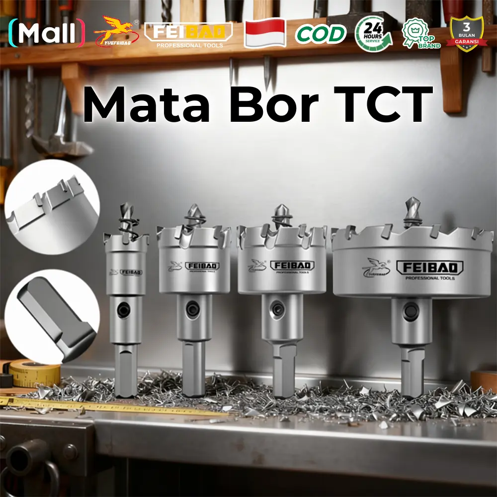 FEIBAO Pembolong Besi Alloy Hole Saw F25-0059 Baja Berkecepatan Tinggi 16-100mm Pisau Lebih Tajam dan Efisien Logam