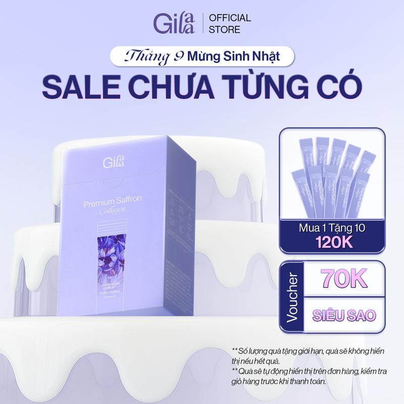[Tặng 10 Gói Collagen] TPBS Premium Saffron Collagen  Gilaa Hàn Quốc Chính Hãng -Dạng Bột Uống  Hỗ Trợ Bổ Sung Collagen (2gx60 gói)