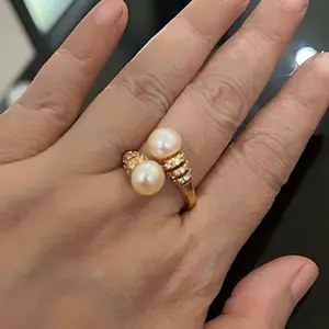 Cincin mutiara air tawar bahan rhodium