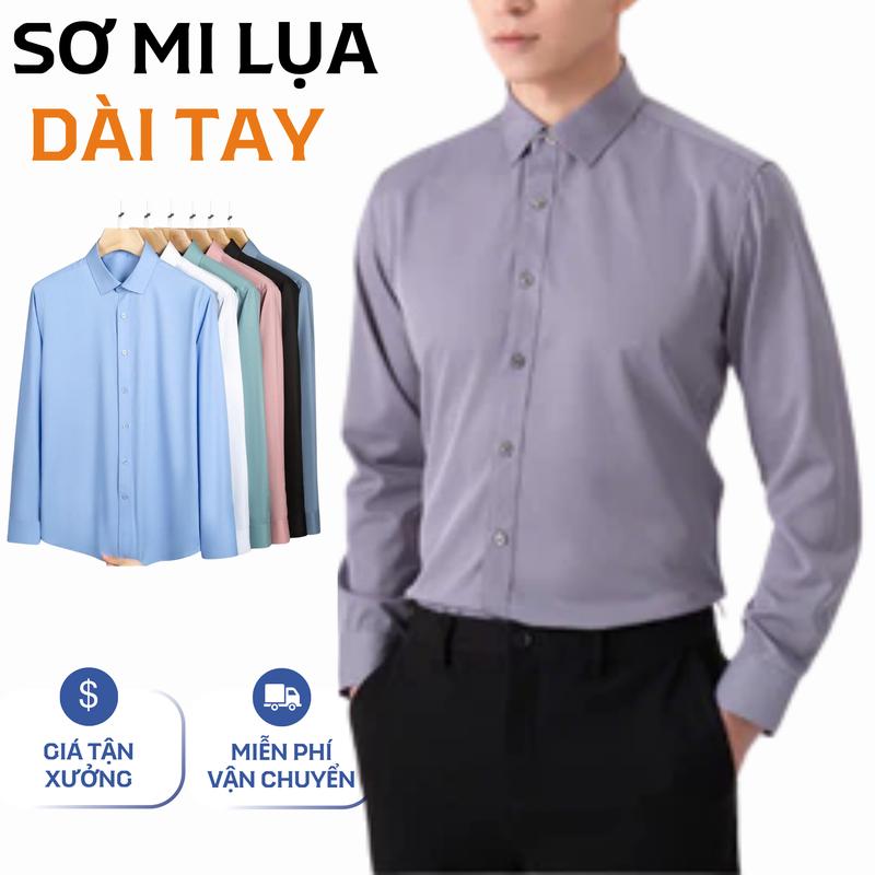  Áo Sơ Mi Nam Cổ Đức Tay Dài Chất Lụa Mềm Mịn Thoáng Khí Cao Cấp Phù Hợp Mọi Dịp Màu Đa Dạng 