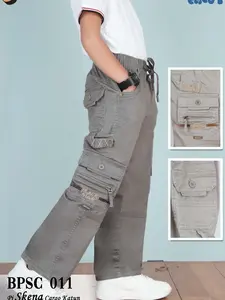 BOMBI SKENA KARGO//Bomi BPSC Celana Panjang Cargo Anak Laki-laki Model Terbaru Satin Stretch Usia 5-15 Tahun Extra Puggy Fashion BPSC Satin Stretch