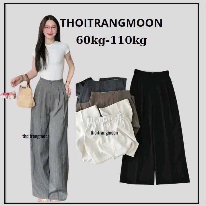 [Hàng L1-vải Gold] Quần suông ống rộng chun sau Bigsize cạp liền khóa trước vải mềm mịn có bigsize Thoitrangmoon