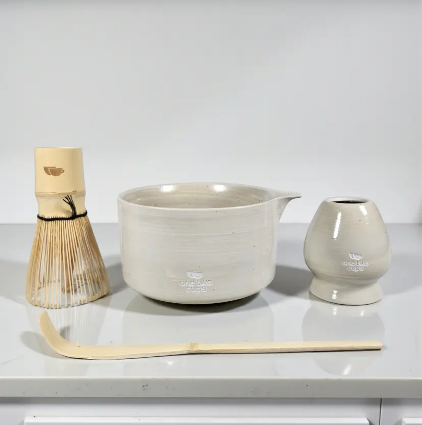 One Two Cups Matcha Set Kit Set Chawan Chasen Stand Chashaku 4 PCS - MYV16D