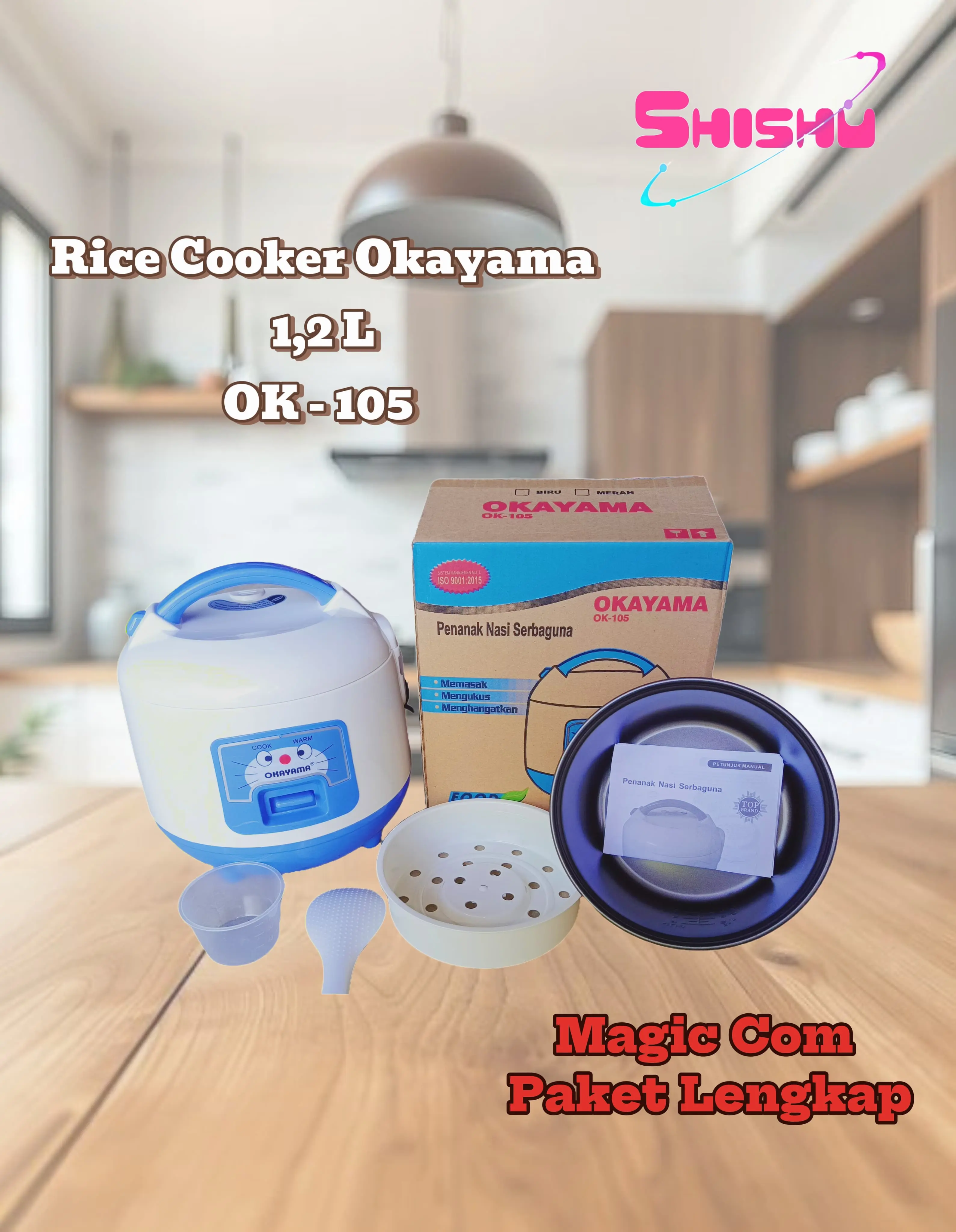 [ Exclusive Rizky Chikay ] Magic Com Rice Cooker Okayama 1,2L OK-105 3in1 WARNA RANDOM