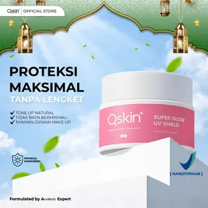 QSKIN+ Super Glow UV Shield Perlindungan UV Wajah Physical Sunscreen Tone Up Coverage Kusam Sunscreen Hydrating Whitening SPF 30 PA++ Mencerahkan Melembapkan Day Cream