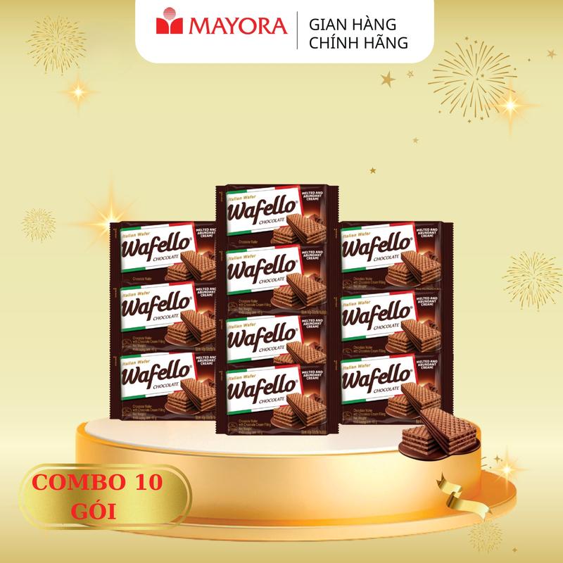  COMBO 10 GÓI BÁNH XỐP WAFELLO CHOCOLATE 48G 