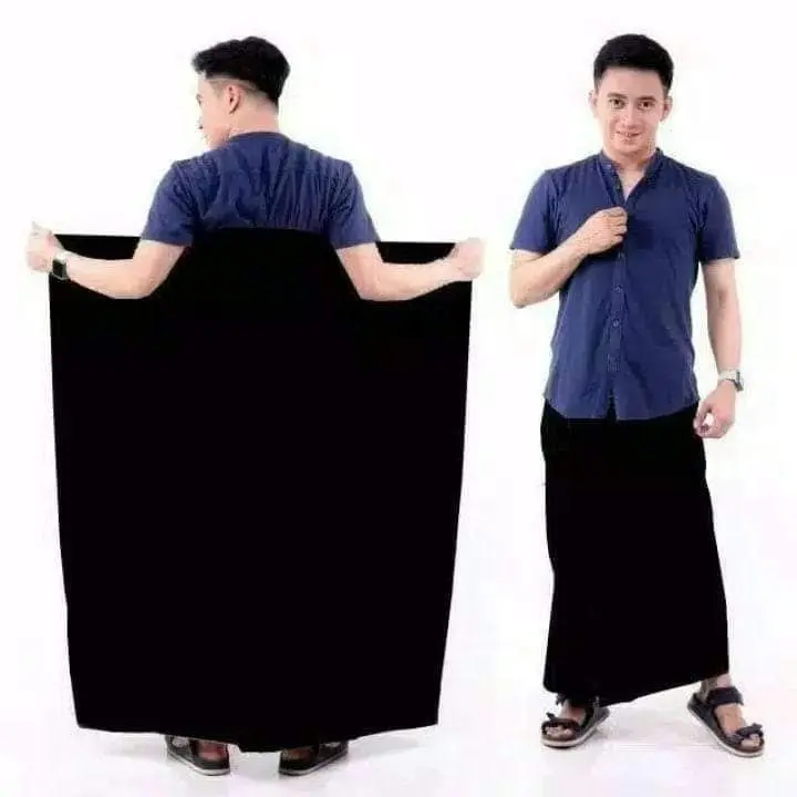 Sarung Santri Pria Dewasa Polos Hitam Bisa COD Viral Murah Muslim Katun Motif batik