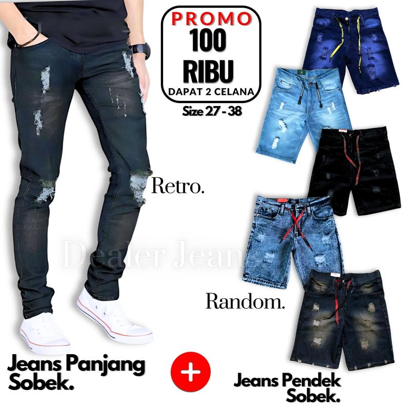Product Introduction of (2 Pcs 100 RIBUAN) Celana Jeans Sobek Pria Premium Quality Model Terbaru Size 27 - 38 Harga Hemat 2 Pcs Cuma 100Ribuan Bisa Bayar Di Tempat 14