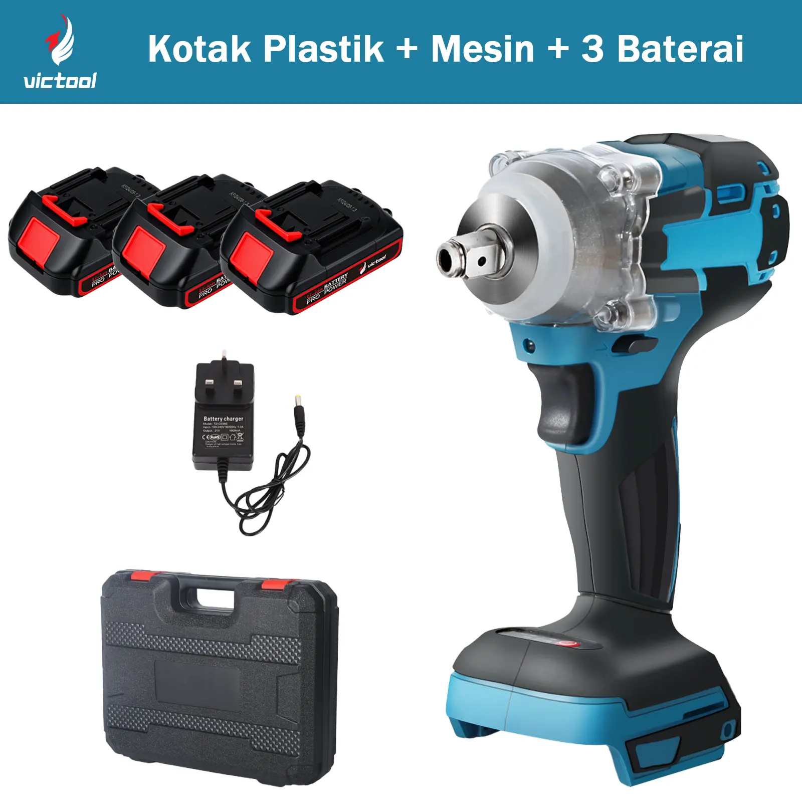 Kotak Plastik + Mesin + 3 Baterai
