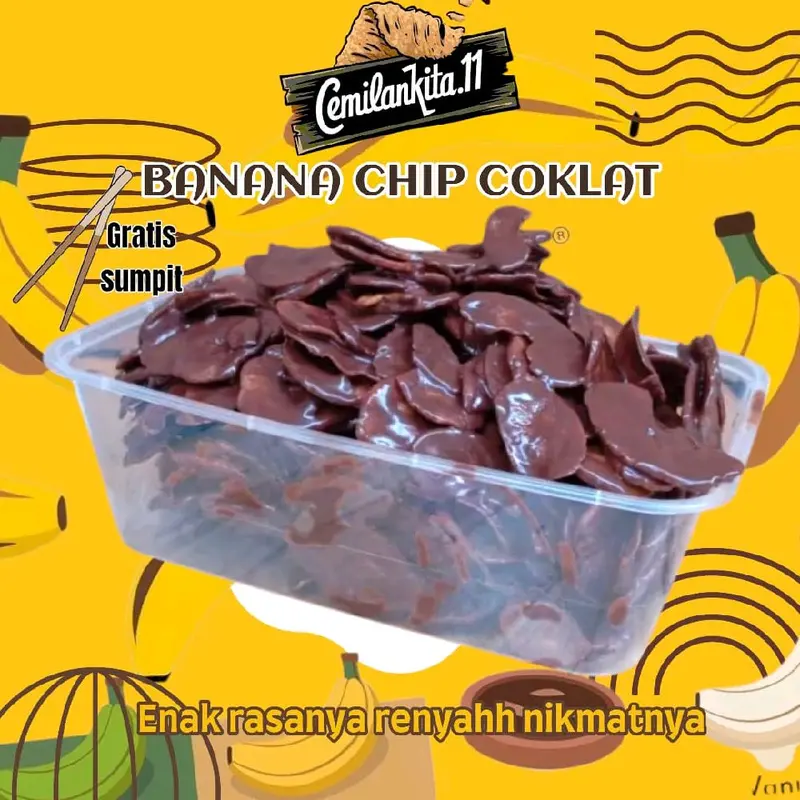 KERIPIK PISANG LUMER BANANA CHIPS 500ML berat 170 gram Coklat Snack Kripik 0