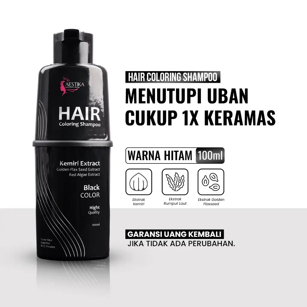 [PROMO RAMADHAN] Aestika Shampo Penghitam Rambut (BPOM) - Hair coloring shampoo, Penghitam uban, Penghitam rambut